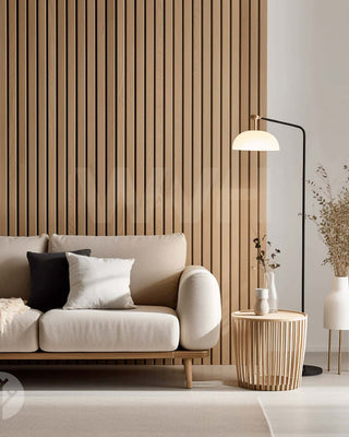 Panneaux muraux acoustiques en bois à lattes larges en chêne américain de luxe Slatpanel®