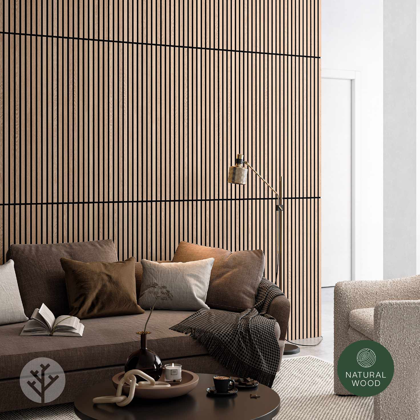 Panneaux muraux en bois à lattes acoustiques en chêne naturel Slatpanel®