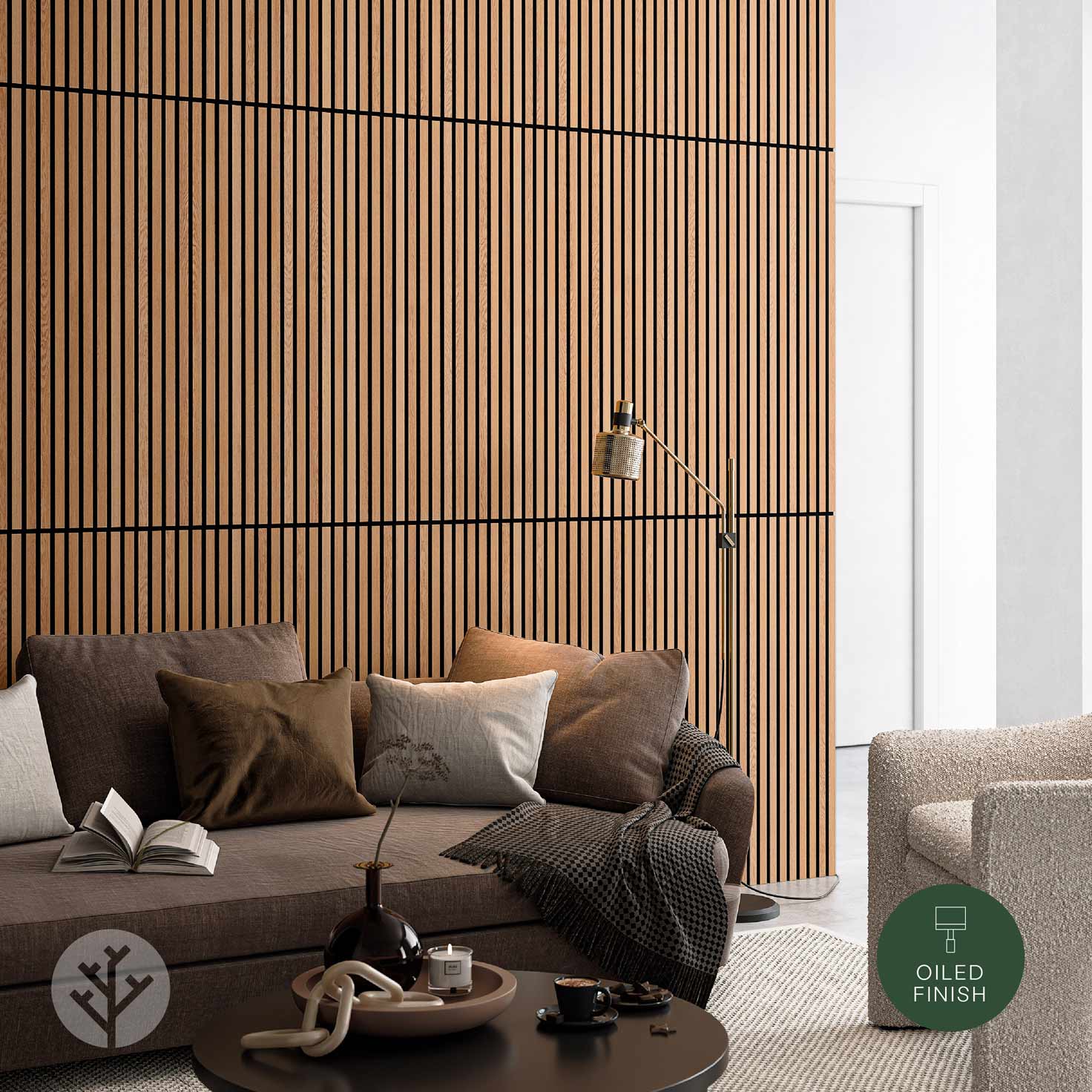 Panneaux muraux en bois à lattes acoustiques en chêne naturel Slatpanel®