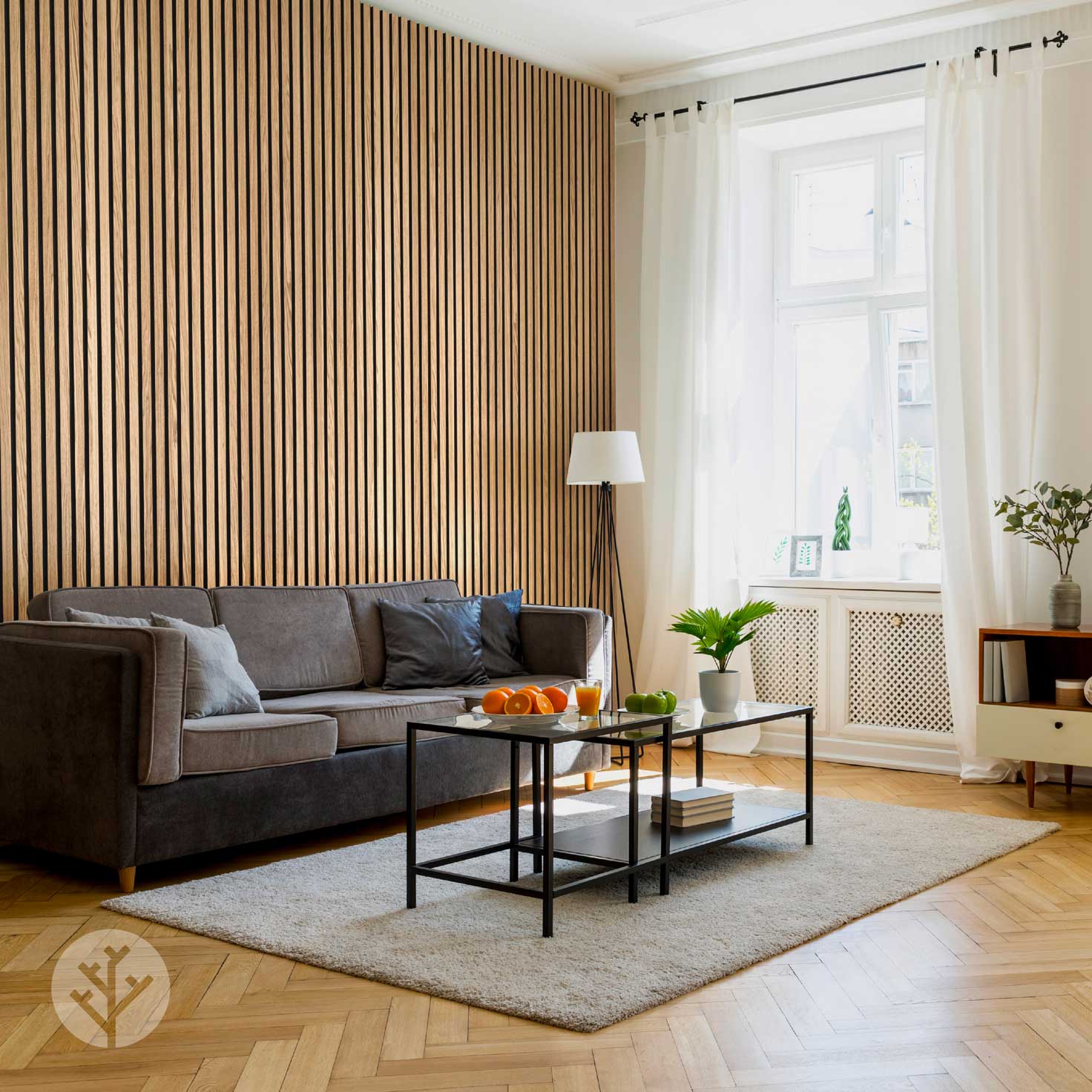 Panneaux muraux en bois à lattes acoustiques en chêne naturel Slatpanel®