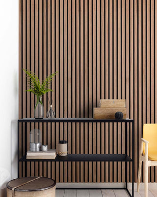 Panneaux muraux en bois à lattes acoustiques en noyer naturel Slatpanel®