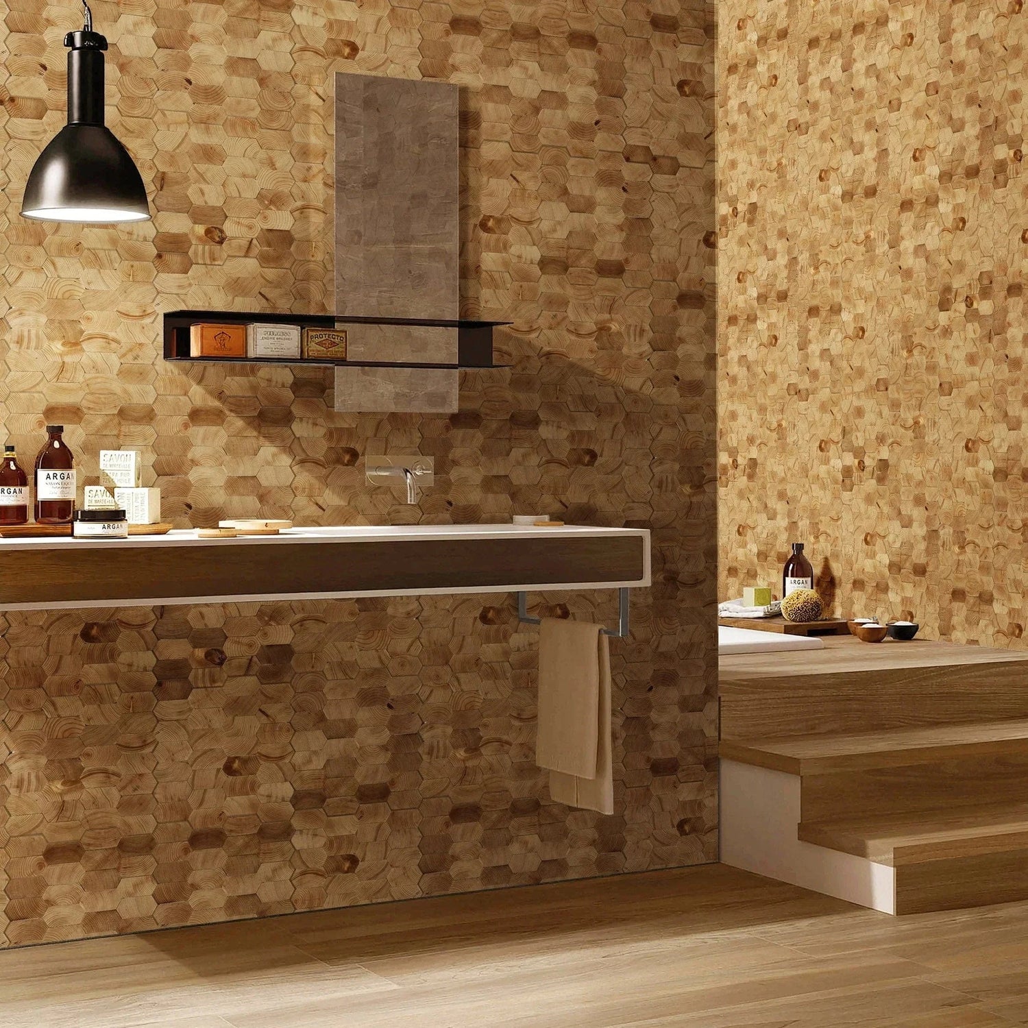 Contemporary interior wood cladding.
