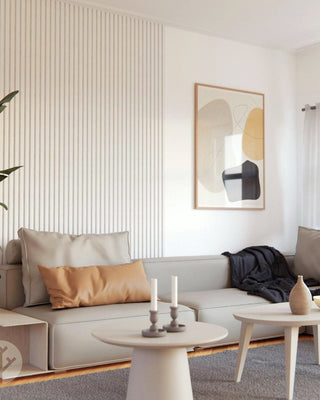 WVH® Acoustic Slat Colour Wall Panels Regular: 240cm x 64cm Snow White Acoustic Slat Wall Panels