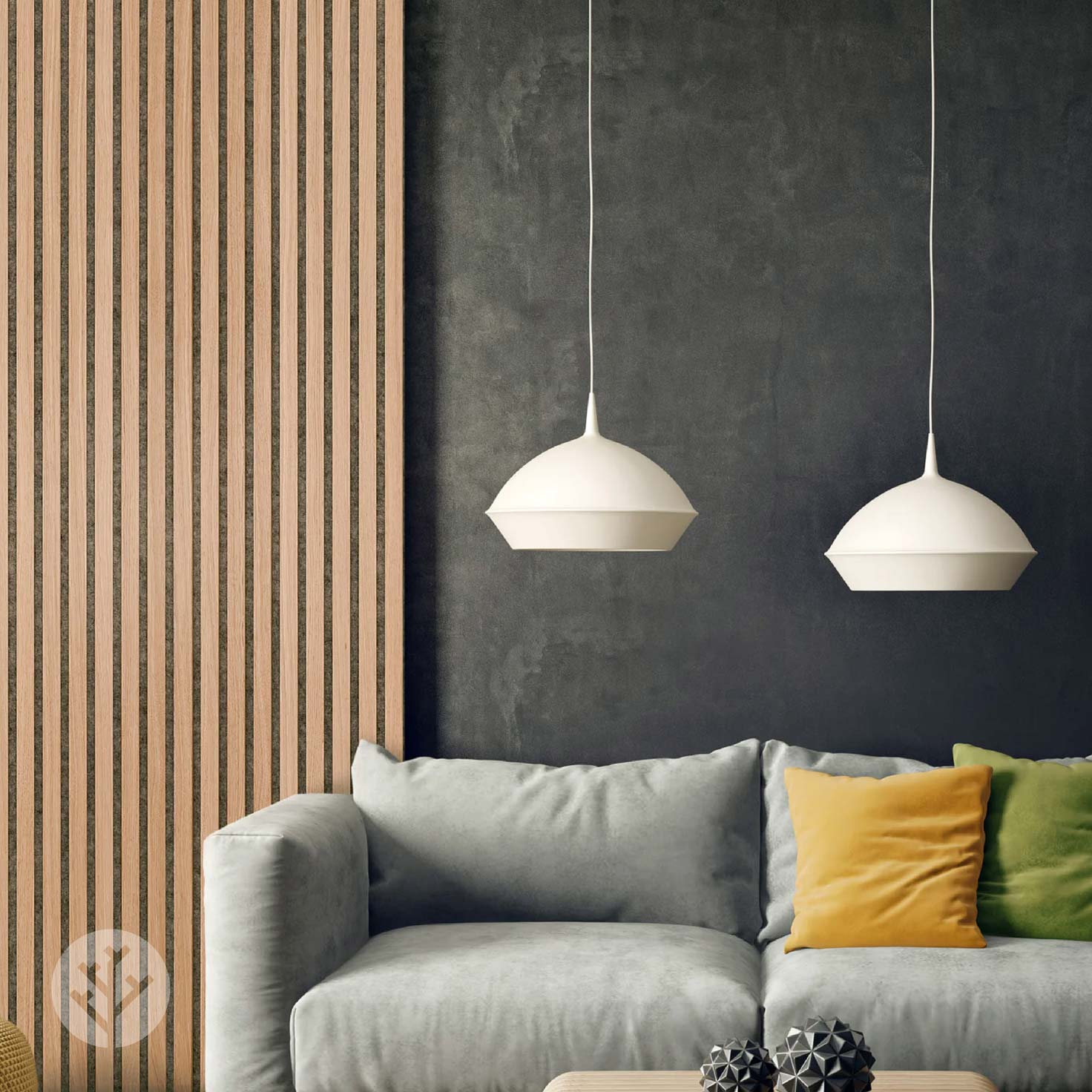 Panneaux muraux en bois à lattes acoustiques en feutre gris chêne naturel Slatpanel®