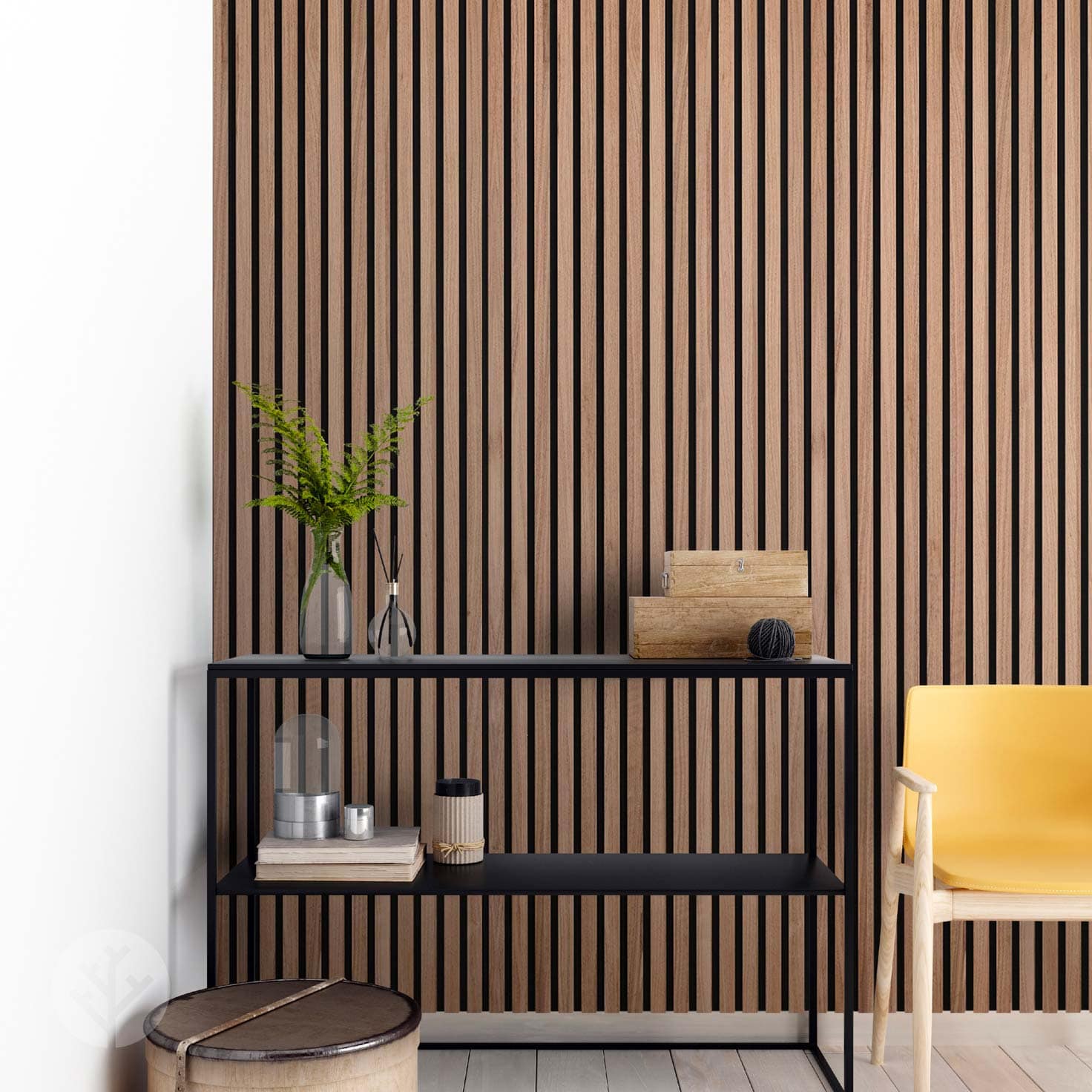 Panneaux muraux en bois à lattes acoustiques en noyer naturel Slatpanel®