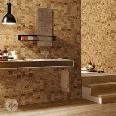 Geometrical Honeycomb Natural Wood Mosaic Wall Panels