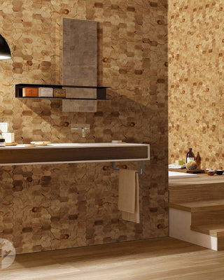 Geometrical Honeycomb Natural Wood Mosaic Wall Panels