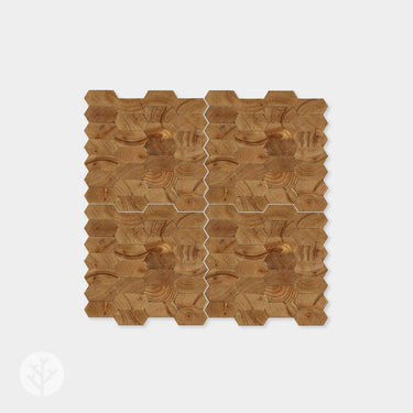 Geometrical Honeycomb Natural Wood Mosaic Wall Panels