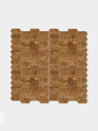 Geometrical Honeycomb Natural Wood Mosaic Wall Panels