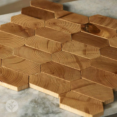 Geometrical Honeycomb Natural Wood Mosaic Wall Panels