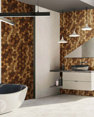 Stereo Standard-Hex Natural Wood Mosaic Wall Panels