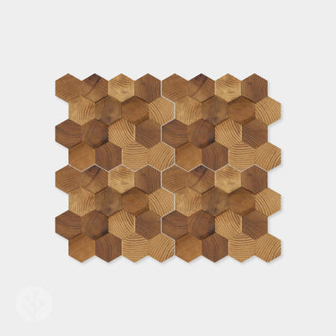 Stereo Standard-Hex Natural Wood Mosaic Wall Panels