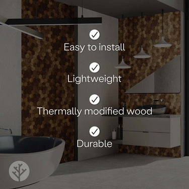 Stereo Standard-Hex Natural Wood Mosaic Wall Panels