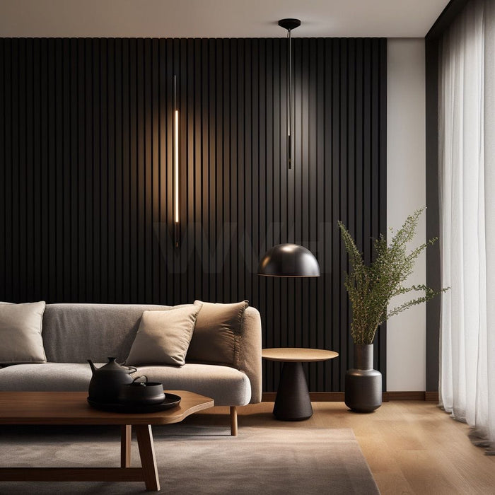 The Wood Veneer Hub Black Color Matte Acoustic Slat Wall Panels | Original Slatpanel®