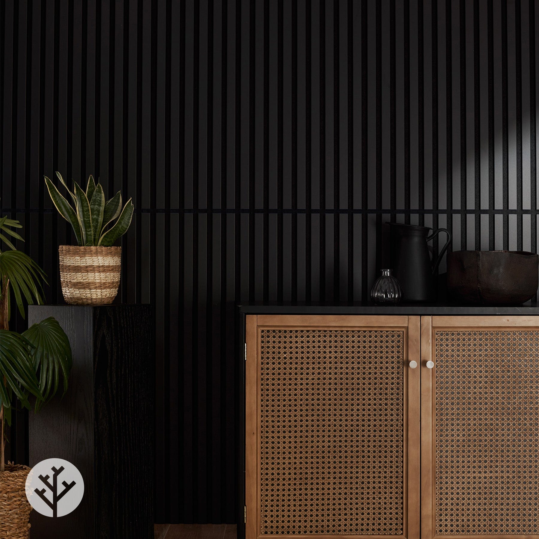 Panneaux muraux à lattes acoustiques de couleur noire Slatpanel®