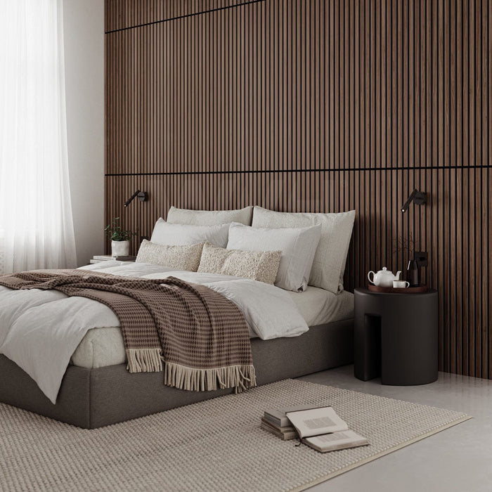 The Wood Veneer Hub Luxury American Walnut Acoustic Slat Wood Wall Panels | Original Slatpanel®