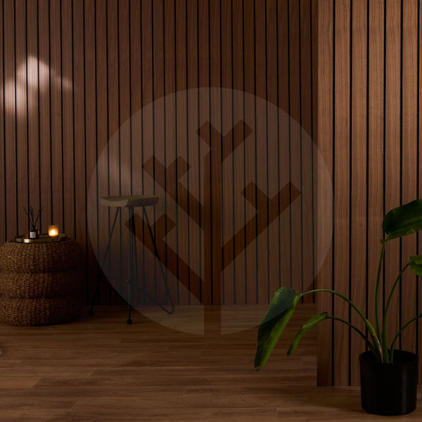 Walnut Non-Acoustic Wide Slat Wood Wall Panels