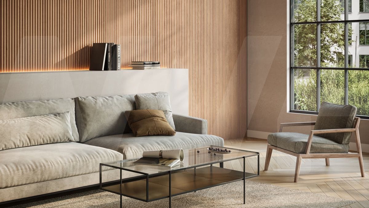 The Wood Veneer Hub Oak Effect Ridge Fluted Tambour Wood Wall Panels