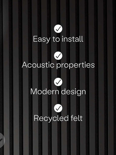 WVH® Acoustic Slat Colour Wall Panels 240cm x 64cm Black Colour Acoustic Slat Wall Panels