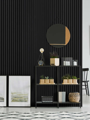 WVH® Acoustic Slat Colour Wall Panels 240cm x 64cm Black Colour Acoustic Slat Wall Panels